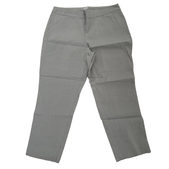 Grey & white small polka dot stretchy pants size 16 ankle length - Picture 1 of 7